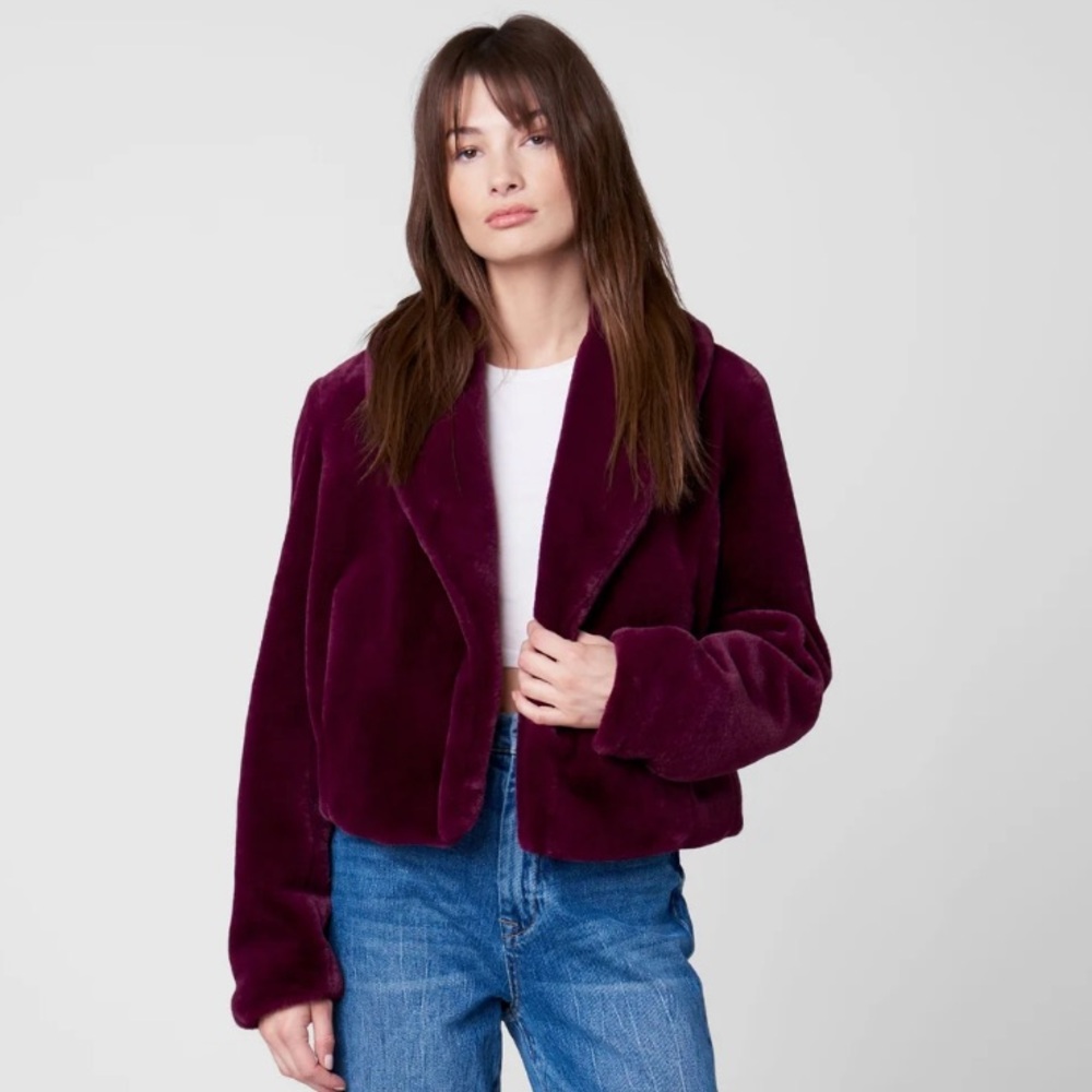 Blank NYC Faux Fur Cropped Jacket in Dry Martini